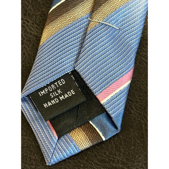 Kenneth Cole - Blue Striped Silk Necktie - Picture 6 of 6